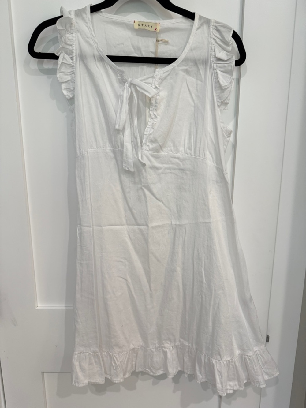 Stark White Ruffle Tie-Front Mini Dress